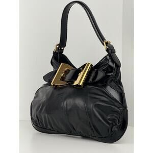 Gucci Queen Metal Bow Black Leather Hobo/Shoulder Bag